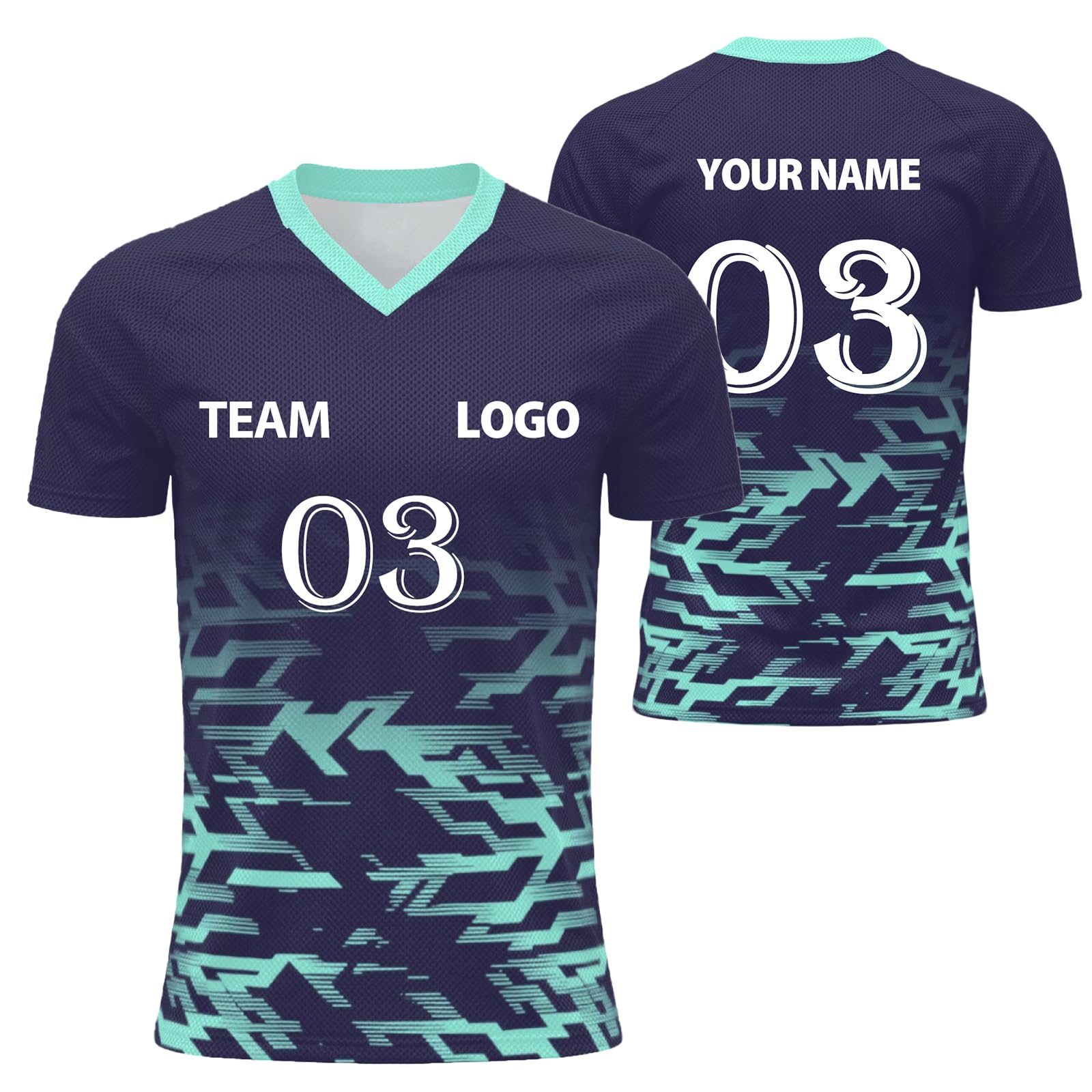 Custom Football Shirt Men and Women Flocked Jersey Customizable with Name Number Fabric Breathable and Quick Dry Custom Tshirt Team Outfit and Club Sport Lightweight Performance