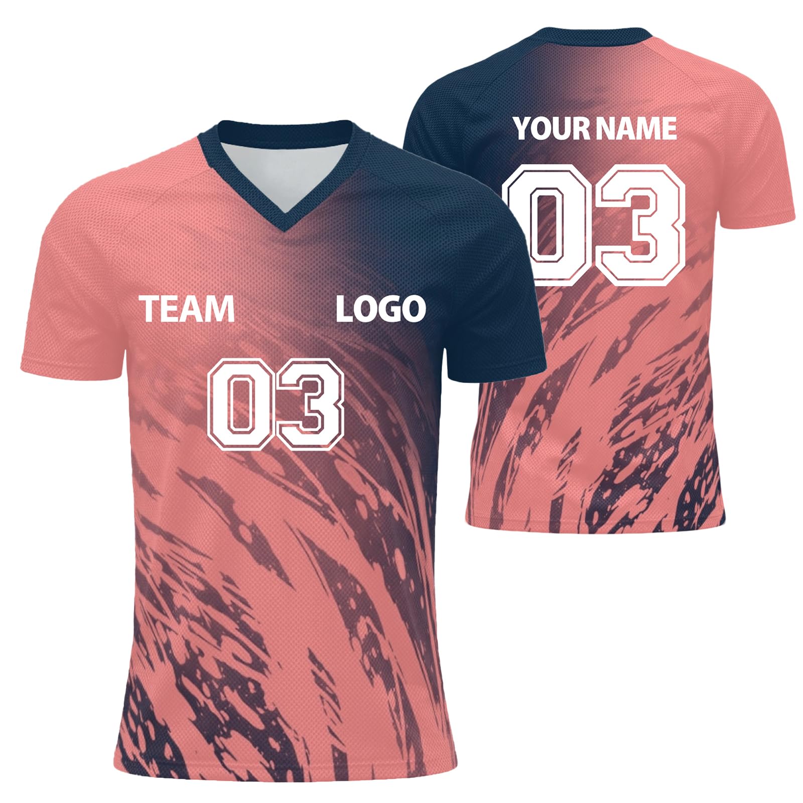 Personalised Football Jersey with Name Number Flocked Jersey for Men and Women Custom Tshirt Team Wear and Club Comfort Soft for Sport Lightweight Performance
