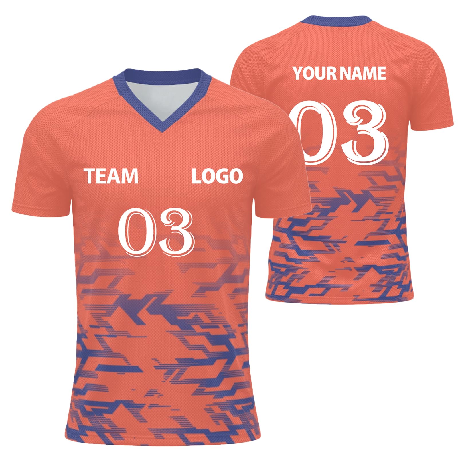Custom Football Shirt Men and Women Flocked Jersey Customizable with Name Number Fabric Breathable and Quick Dry Custom Tshirt Team Outfit and Club Sport Lightweight Performance