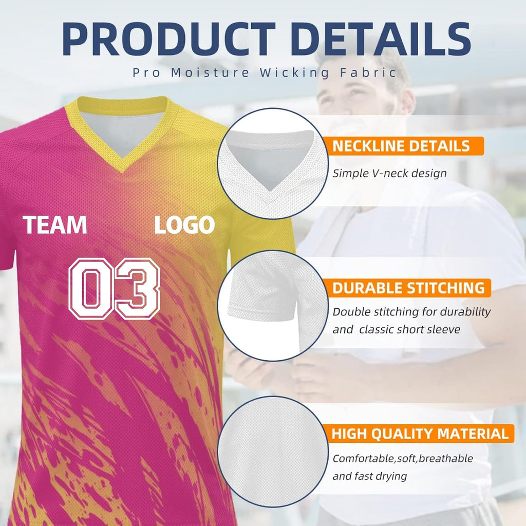 Personalised Football Jersey with Name Number Flocked Jersey for Men and Women Custom Tshirt Team Wear and Club Comfort Soft for Sport Lightweight Performance