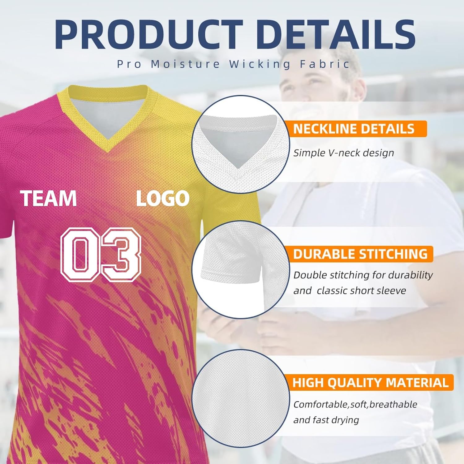 Personalised Football Jersey with Name Number Flocked Jersey for Men and Women Custom Tshirt Team Wear and Club Comfort Soft for Sport Lightweight Performance