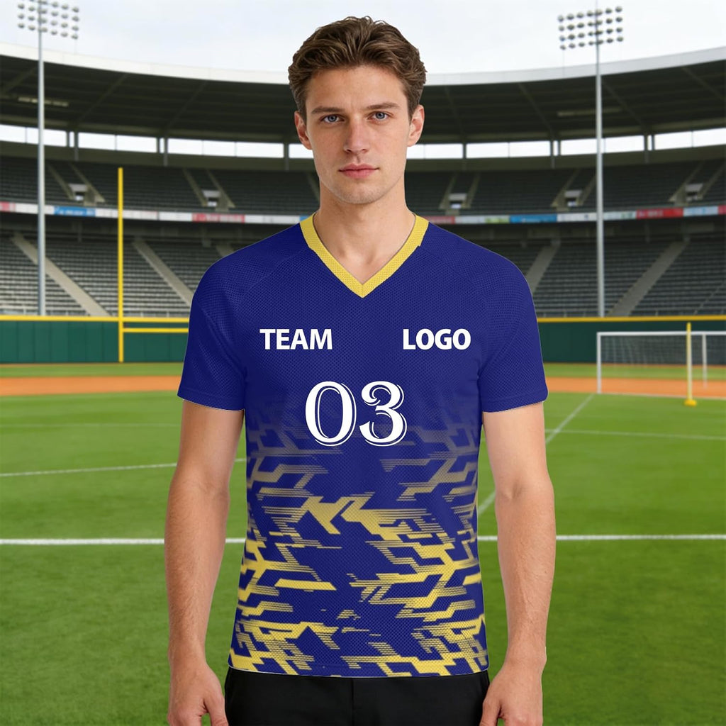 Custom Football Shirt Men and Women Flocked Jersey Customizable with Name Number Fabric Breathable and Quick Dry Custom Tshirt Team Outfit and Club Sport Lightweight Performance