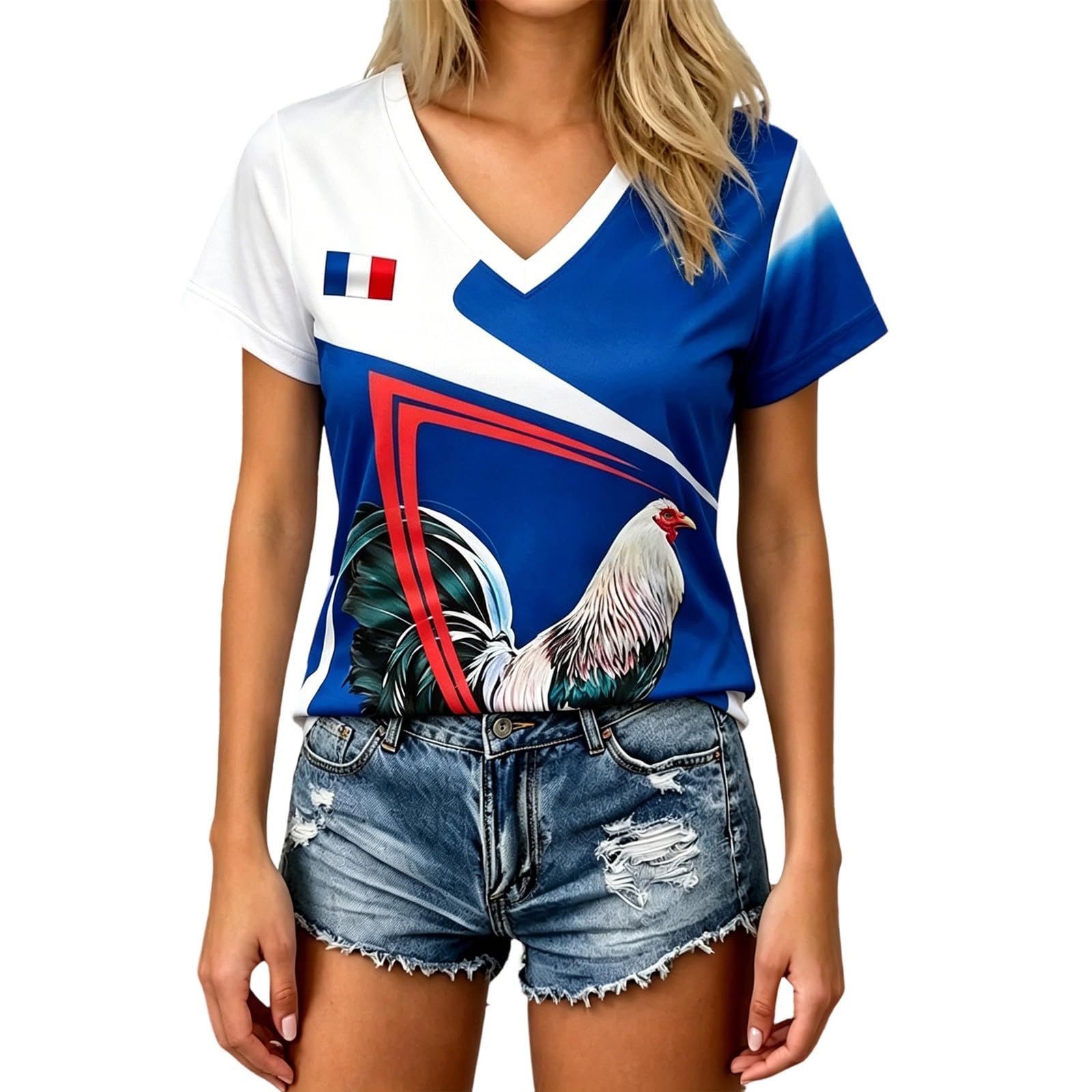 Maillot de Foot Femme 2026 Respirant Été Football T Shirts | Manches Courtes, Col en V, Sport Vêtements, Cadeau de Fans
