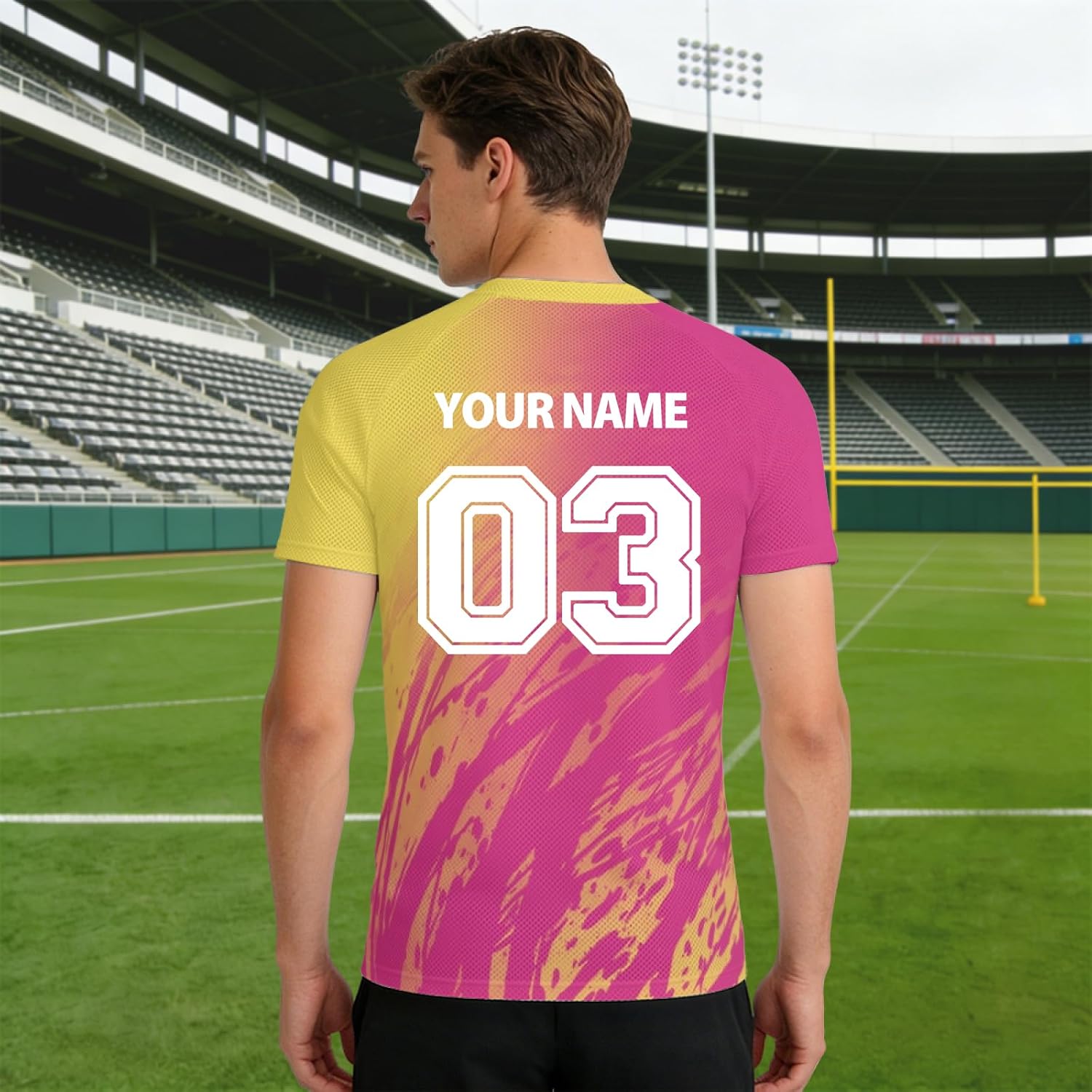 Personalised Football Jersey with Name Number Flocked Jersey for Men and Women Custom Tshirt Team Wear and Club Comfort Soft for Sport Lightweight Performance