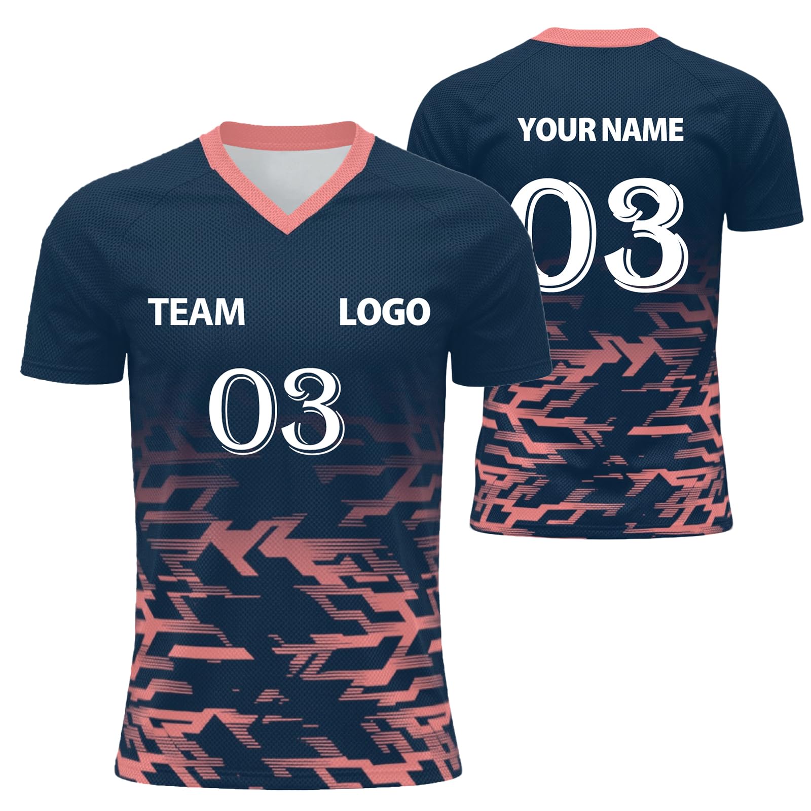 Custom Football Shirt Men and Women Flocked Jersey Customizable with Name Number Fabric Breathable and Quick Dry Custom Tshirt Team Outfit and Club Sport Lightweight Performance