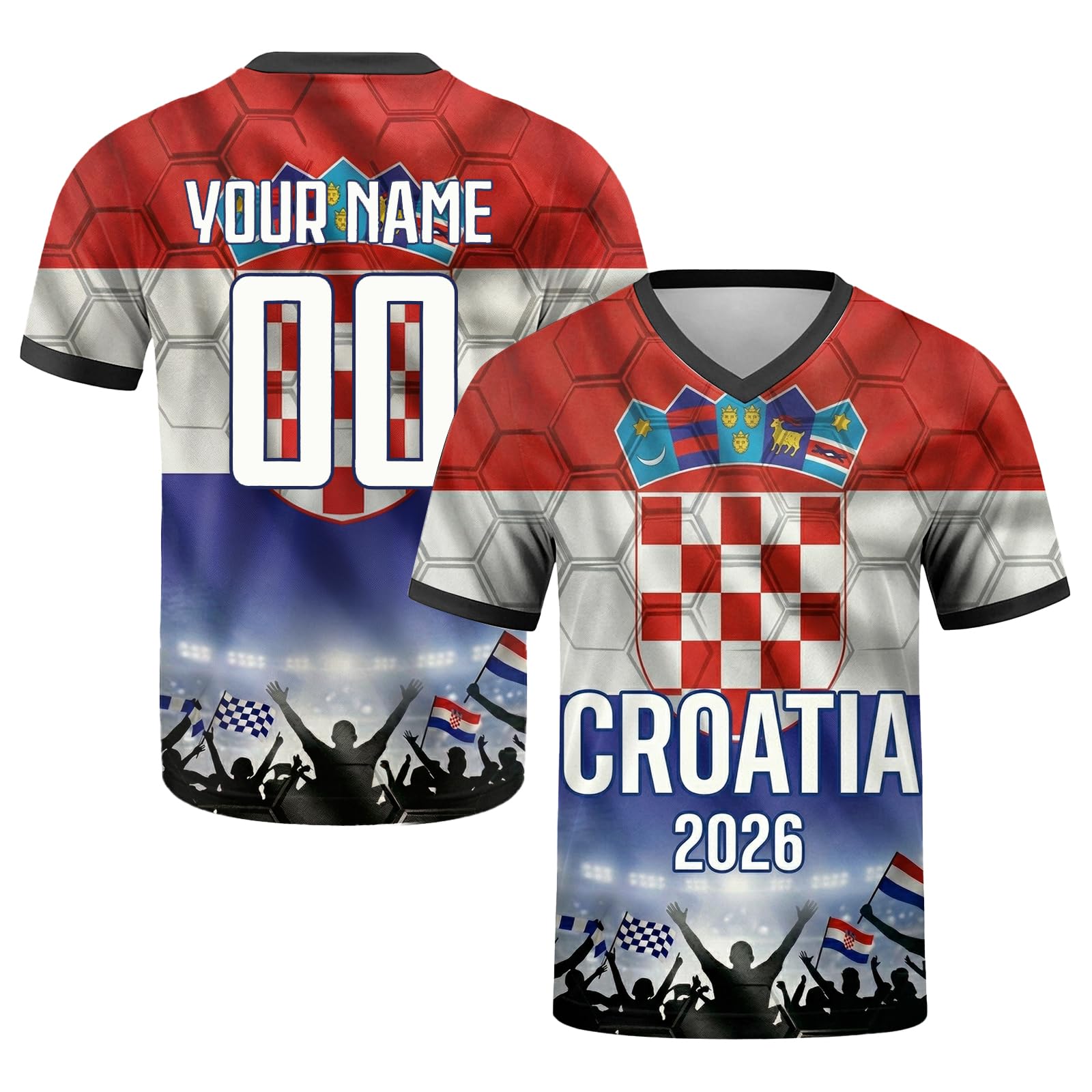 Customization World Cup 2026 Football Jersey for Children, Adults, Personalized Football Jersey for Name & Number, Comfortable and Breathable, for Matches and Training
