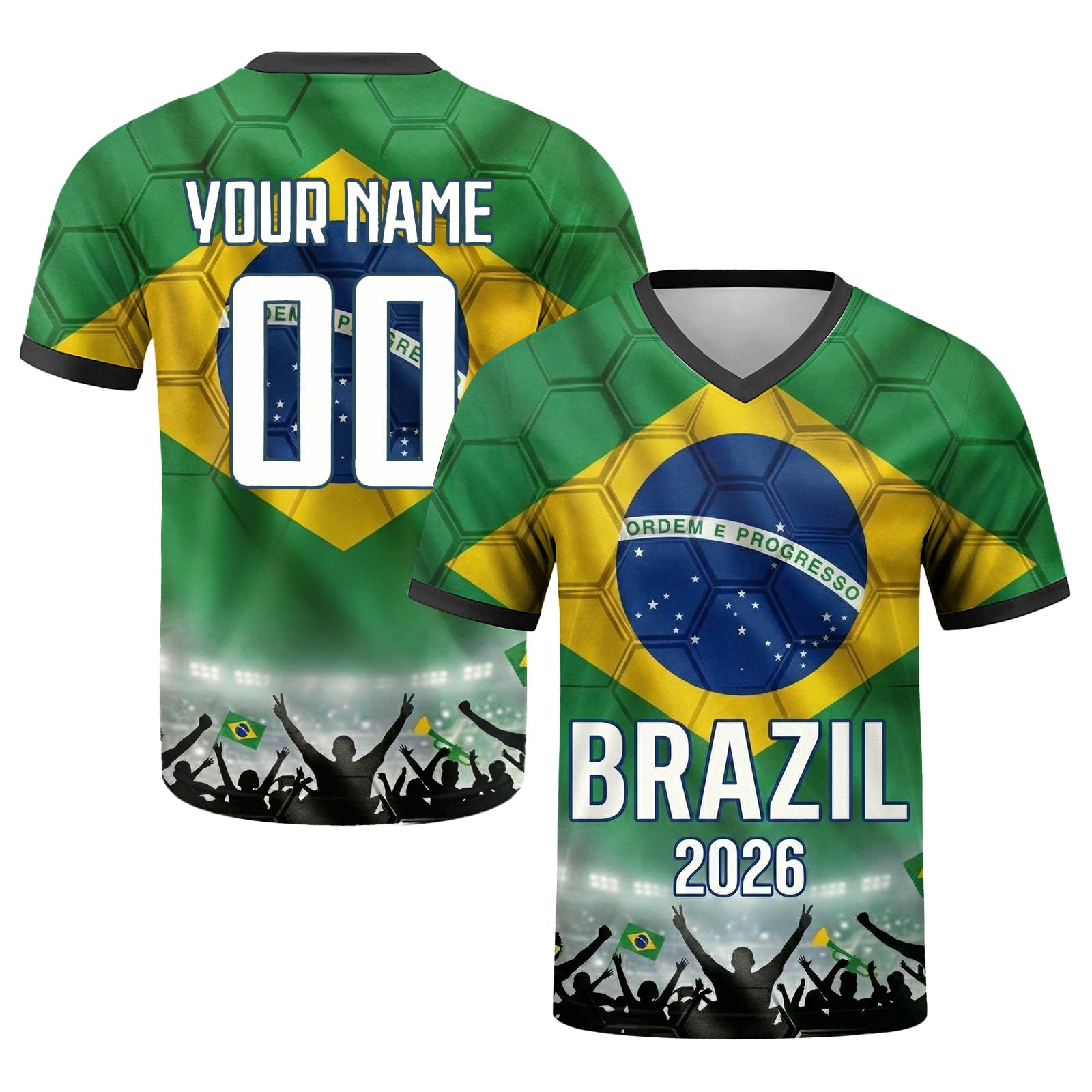 Customization World Cup 2026 Football Jersey for Children, Adults, Personalized Football Jersey for Name & Number, Comfortable and Breathable, for Matches and Training