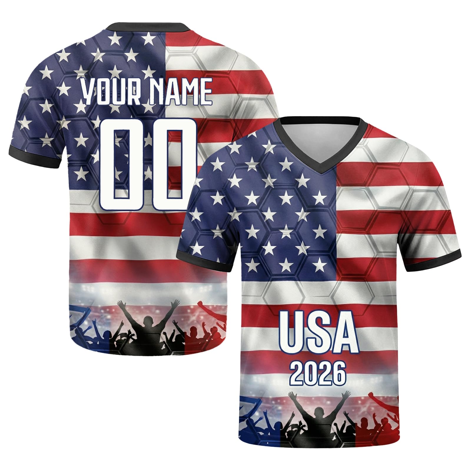 Customization World Cup 2026 Football Jersey for Children, Adults, Personalized Football Jersey for Name & Number, Comfortable and Breathable, for Matches and Training