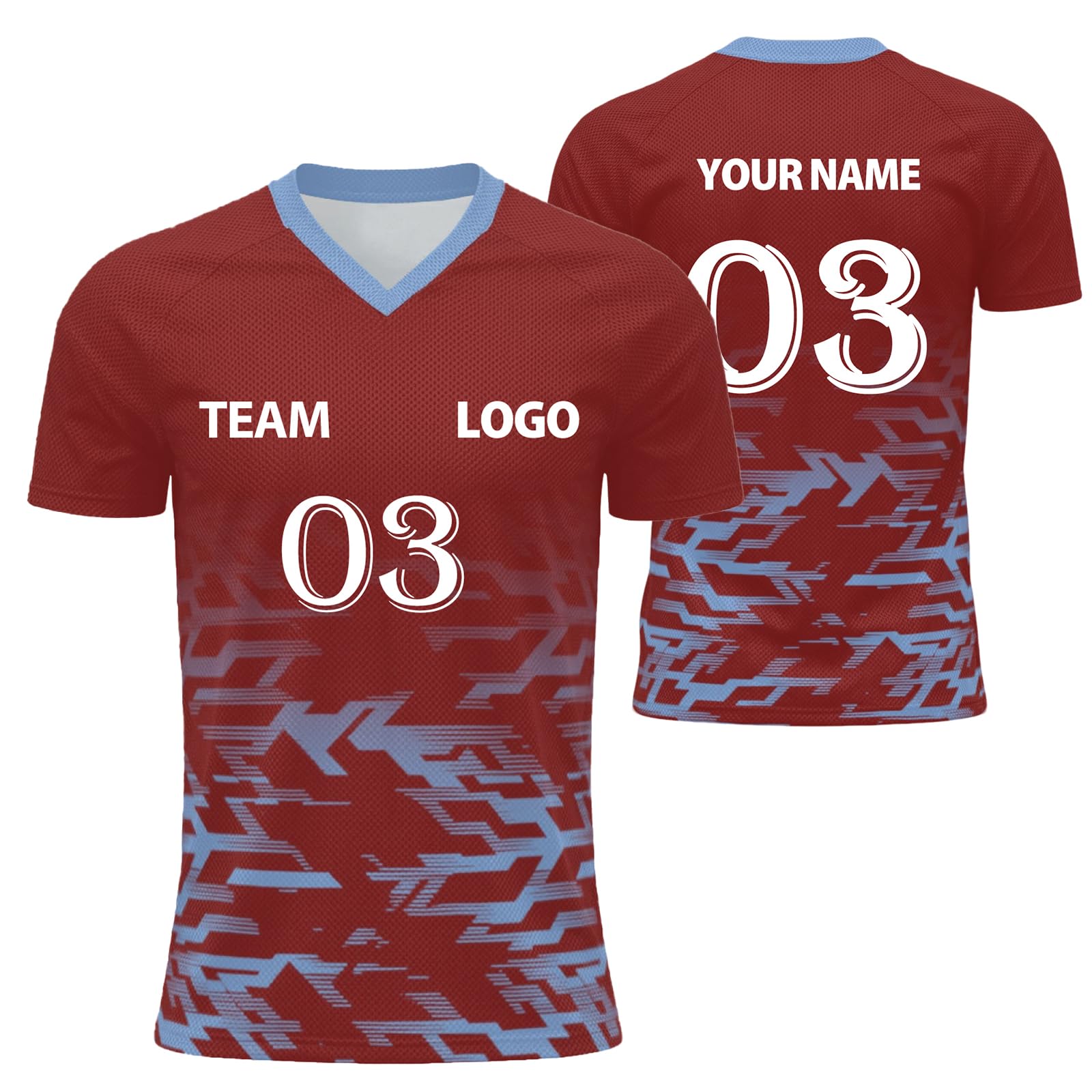 Custom Football Shirt Men and Women Flocked Jersey Customizable with Name Number Fabric Breathable and Quick Dry Custom Tshirt Team Outfit and Club Sport Lightweight Performance