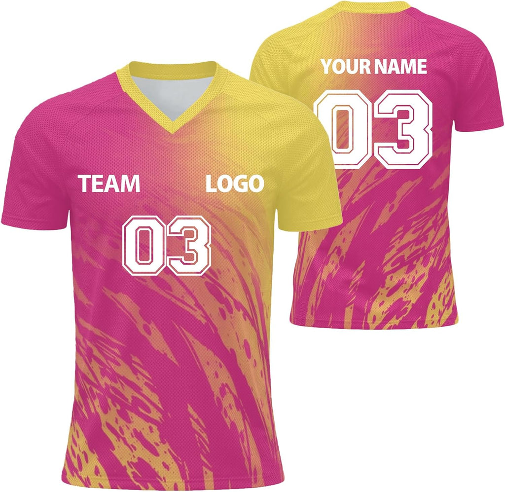 Personalised Football Jersey with Name Number Flocked Jersey for Men and Women Custom Tshirt Team Wear and Club Comfort Soft for Sport Lightweight Performance