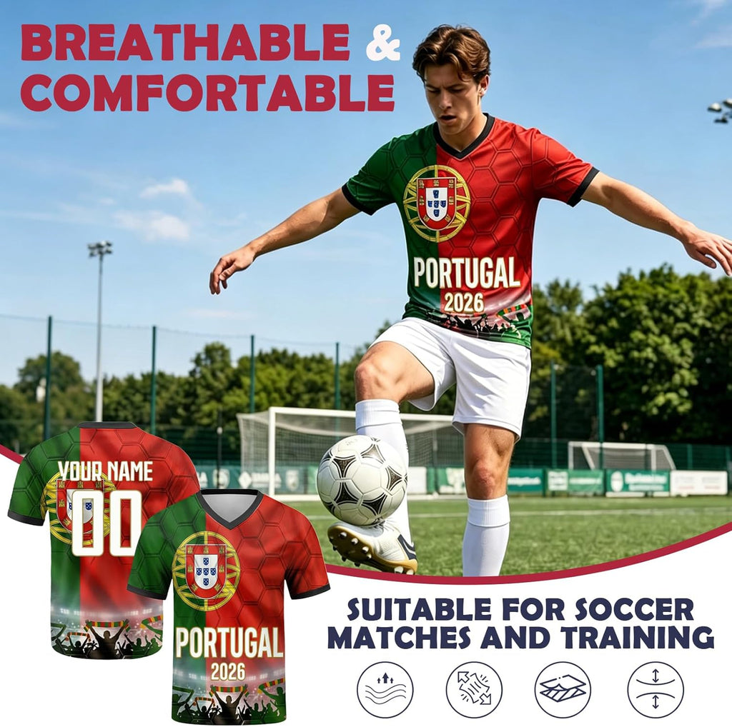 Customization World Cup 2026 Football Jersey for Children, Adults, Personalized Football Jersey for Name & Number, Comfortable and Breathable, for Matches and Training