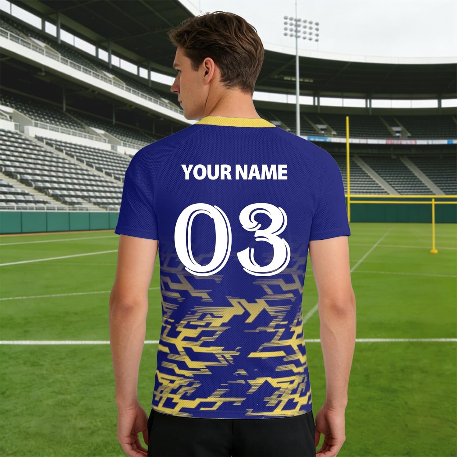 Custom Football Shirt Men and Women Flocked Jersey Customizable with Name Number Fabric Breathable and Quick Dry Custom Tshirt Team Outfit and Club Sport Lightweight Performance
