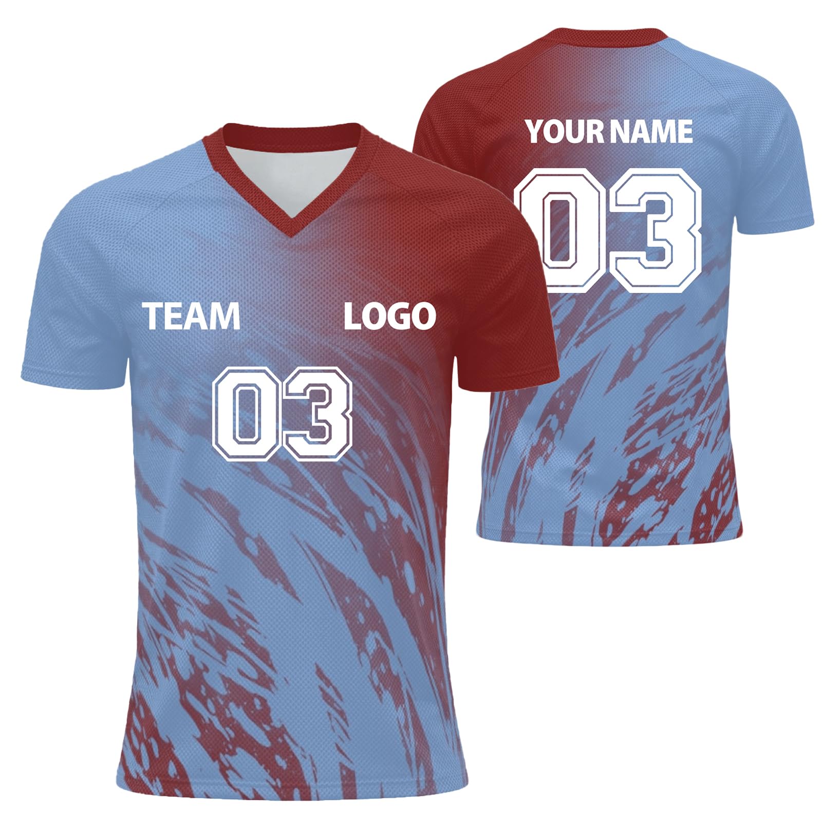Personalised Football Jersey with Name Number Flocked Jersey for Men and Women Custom Tshirt Team Wear and Club Comfort Soft for Sport Lightweight Performance
