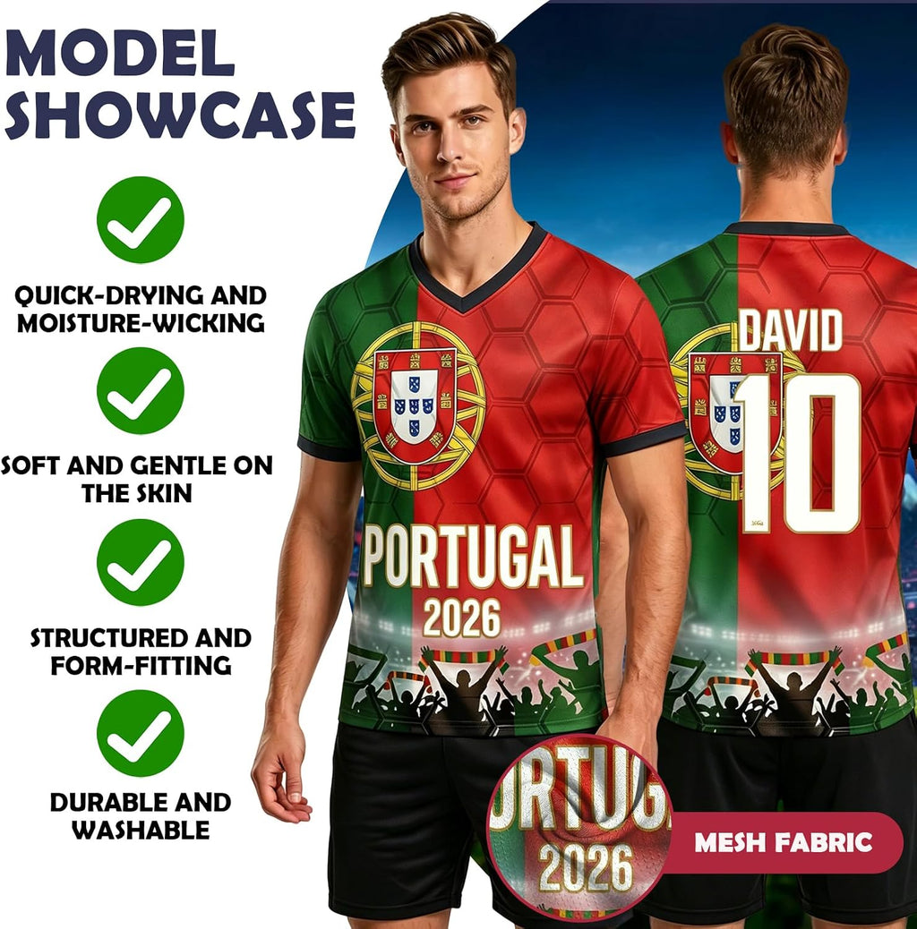 Customization World Cup 2026 Football Jersey for Children, Adults, Personalized Football Jersey for Name & Number, Comfortable and Breathable, for Matches and Training